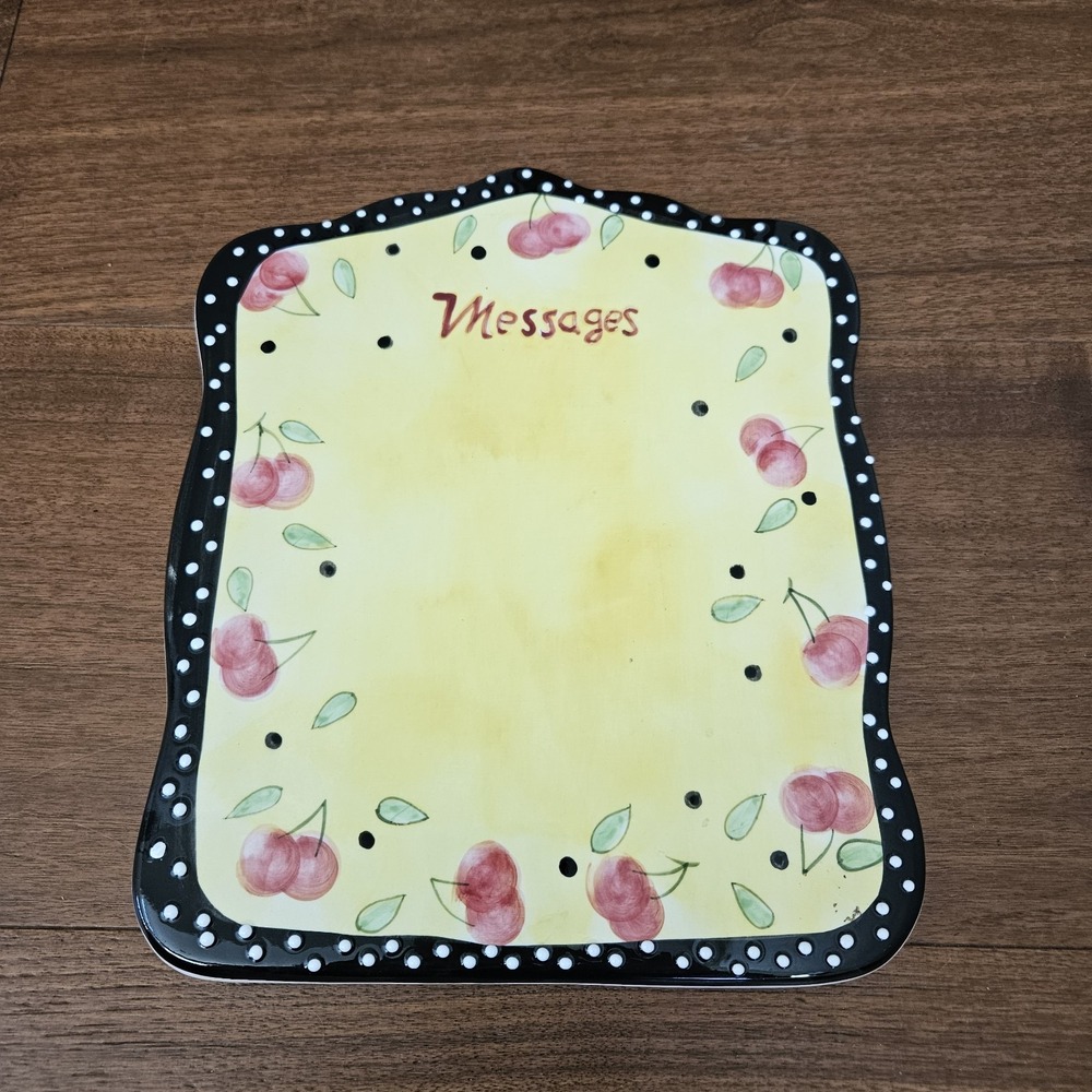 Bella Casa by Ganz Ceramic Dry Erase Message Board w/Cherries 10" X 9"